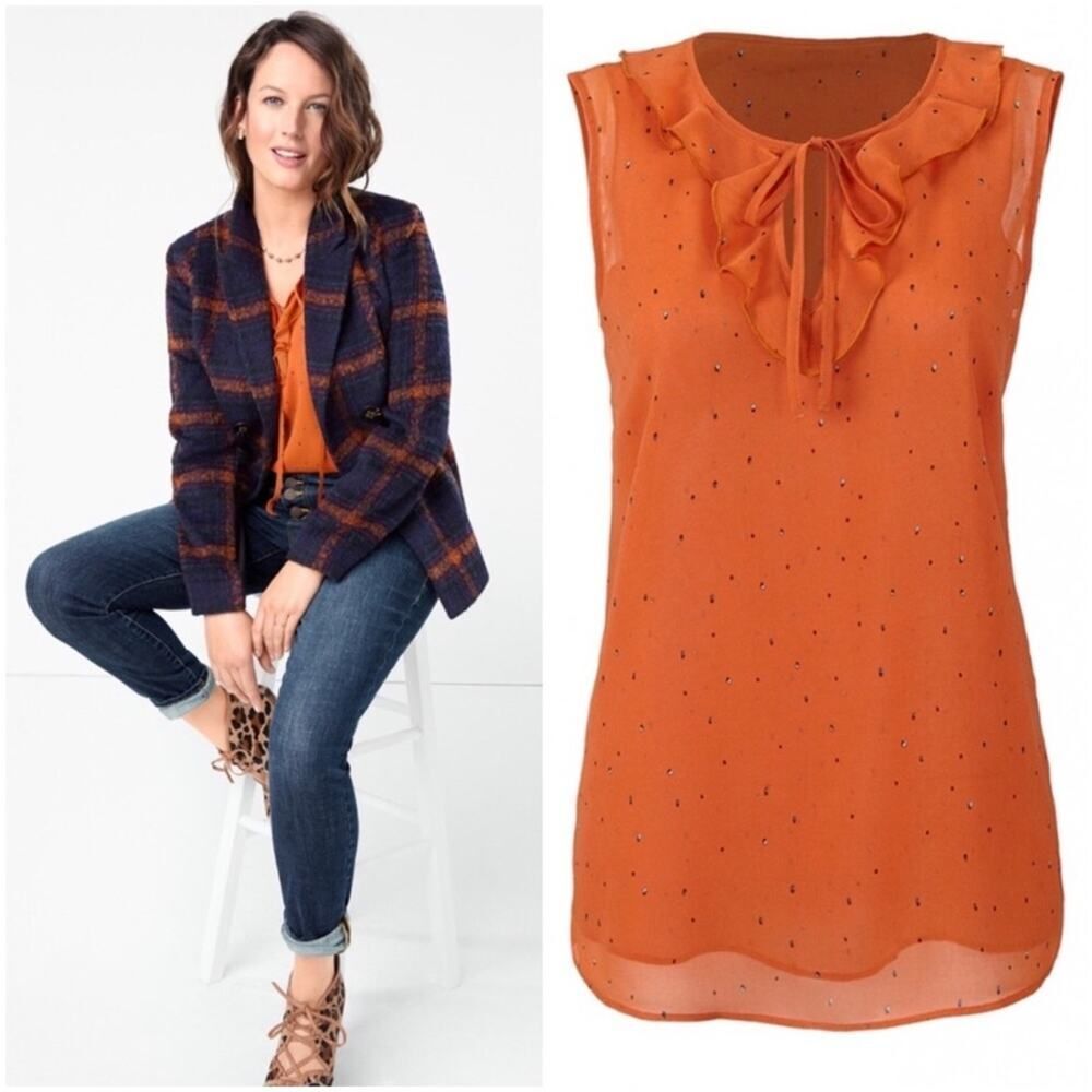 Cabi Sprinkle Sleeveless Ruffle Top
